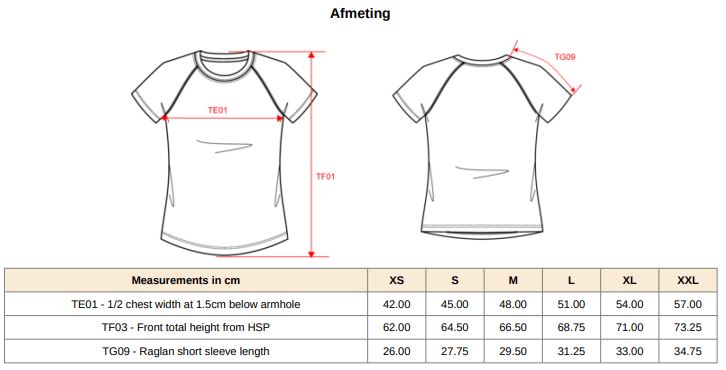 T-shirt dames  - 100% polyester