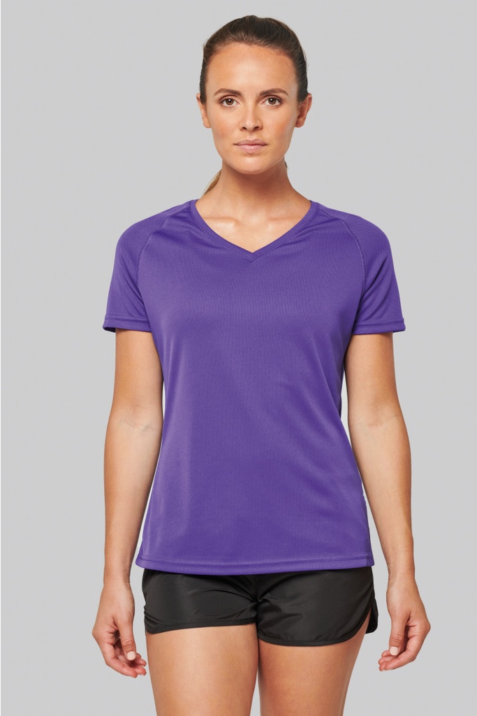 T-shirt getailleerd V-hals - 100% polyester foto